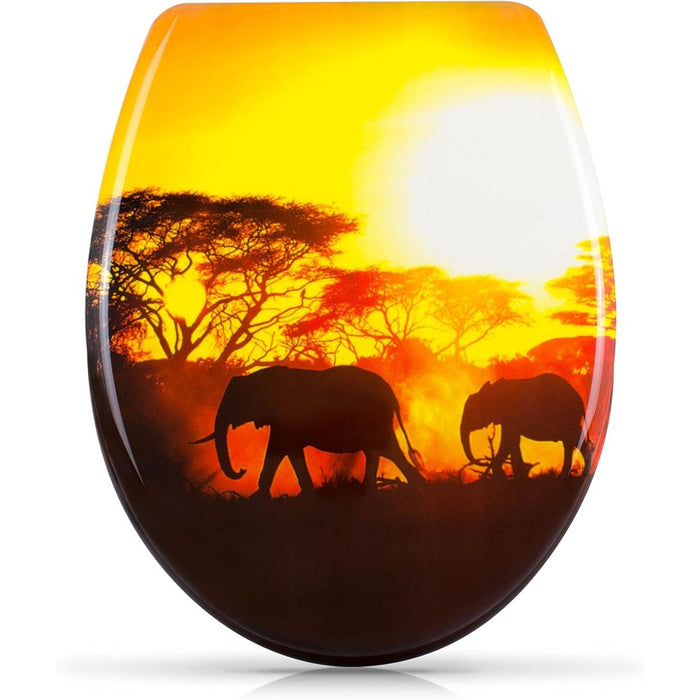 Sedile wc chiusura ammortizzata - motivo savana - copriwater in