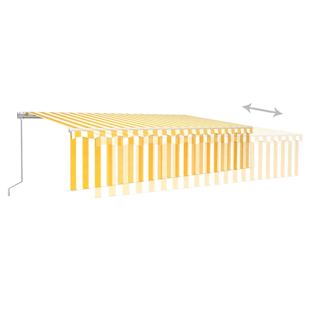 Tenda Sole Retrattile Manuale Parasole e LED 6x3m Gialla Bianca 3069363