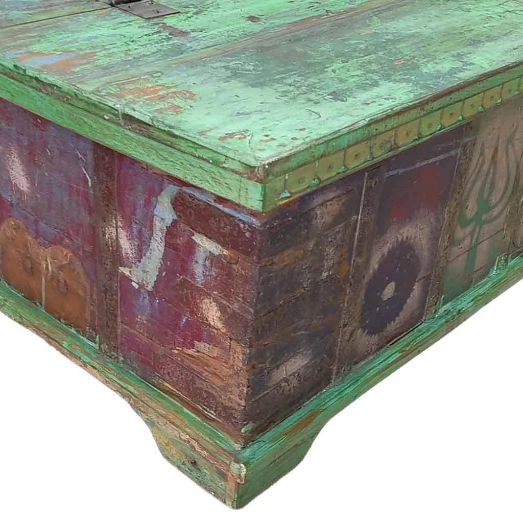 Tavolo cotenitore in legno con finitura marrone artigianale, 127x65x40h cm