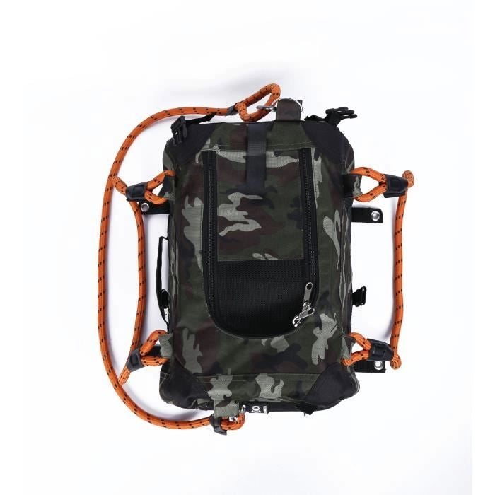 Borsa da trasporto - M PETS - REMIX 2 in 1 Camouflage & Orange - 41 x 28 x 28 cm - Pieghevole - Leggera - Cintura a pettorina