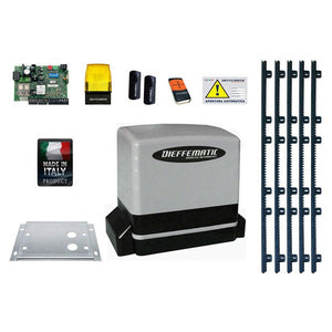 KIT COMPLETO AUTOMAZIONE CANCELLO SCORREVOLE 24V 600KG + 5M CREMAGLIERA IN NYLON