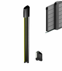 COSTA GOMMA NERO GIALLO DI SICUREZZA A FILO 200 CM MECCANICA BORDO SENSIBILE SET