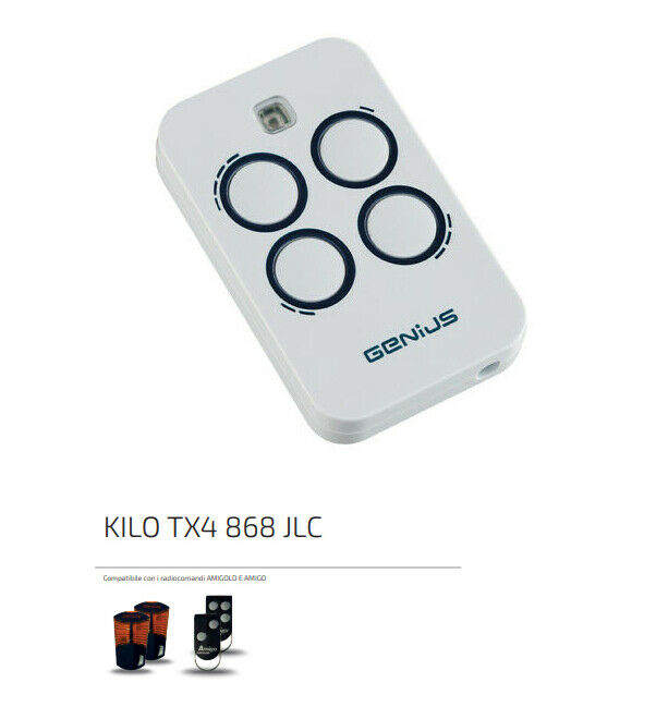 TELECOMANDO RADIOCOMANDO APRICANCELLO GENIUS KILO TX4 6100333 868 MHZ ORIGINALE