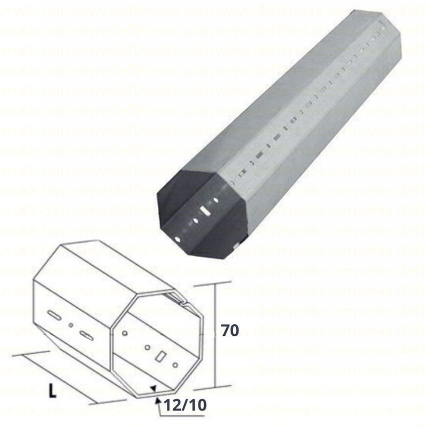 Albero Ottagonale Avvolgile Tapparella Tubo Rullo Asse D. 70mm Lungo 1,5 M S 1,2