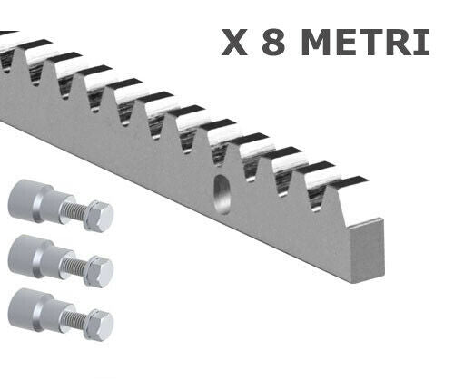 KIT CREMAGLIERA 30X12 8 METRI M4 ACCIAIO ZINCATA ZINCATO PER CANCELLO SCORREVOLE
