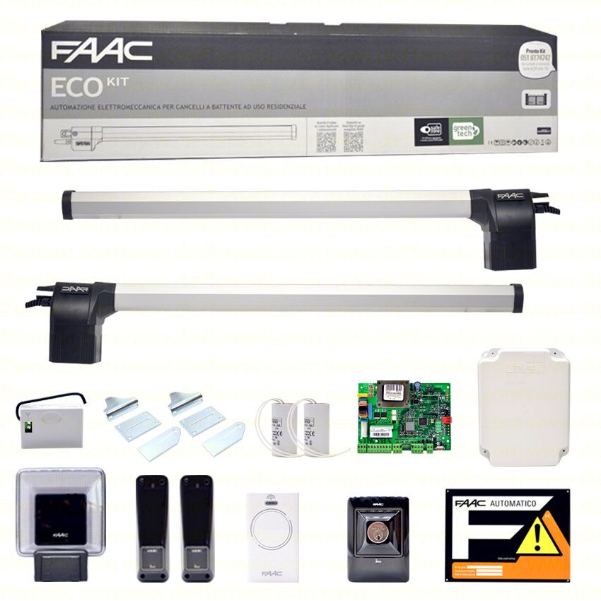KIT AUTOMAZIONE PER CANCELLI A BATTENTE 230V ECO FAAC 105632445 AUTOMATISMI