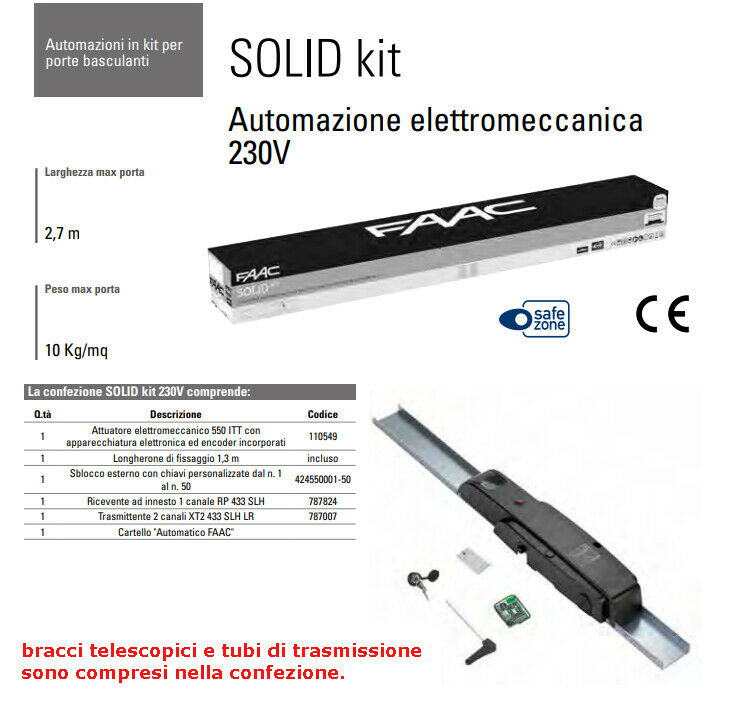 FAAC SOLID 550 AUTOMAZIONE PORTA PORTE BASCULANTI BASCULANTE CONTRAPPESI GARAGE