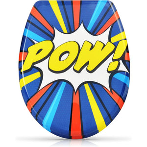Sedile wc fantasia e chiusura ammortizzata - motivo pow - copriw