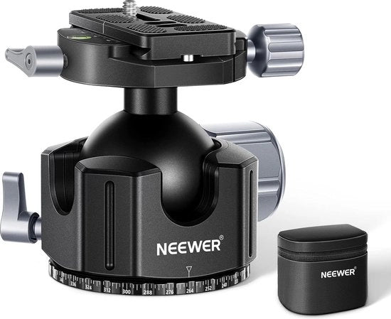 Balhoofd stativo per fotocamera, camcorder e monopod - Profilo basso 44mm - Robusto in lega di alluminio CNC con doppio 360° panoramico e vite Arca Type QR 1/4" - Massimo carico: 25kg