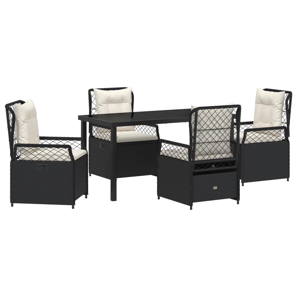 Set da Pranzo da Giardino 5 Pezzi Rattan Polimerico Nero