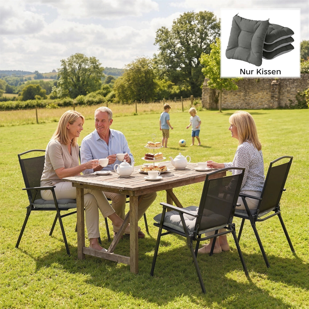 Set di 4 cuscini per sedile 39;5 x 39;5 x 10 cm Cuscino per sedia con nastri; cuscino antiscivolo per sedili interni esterni