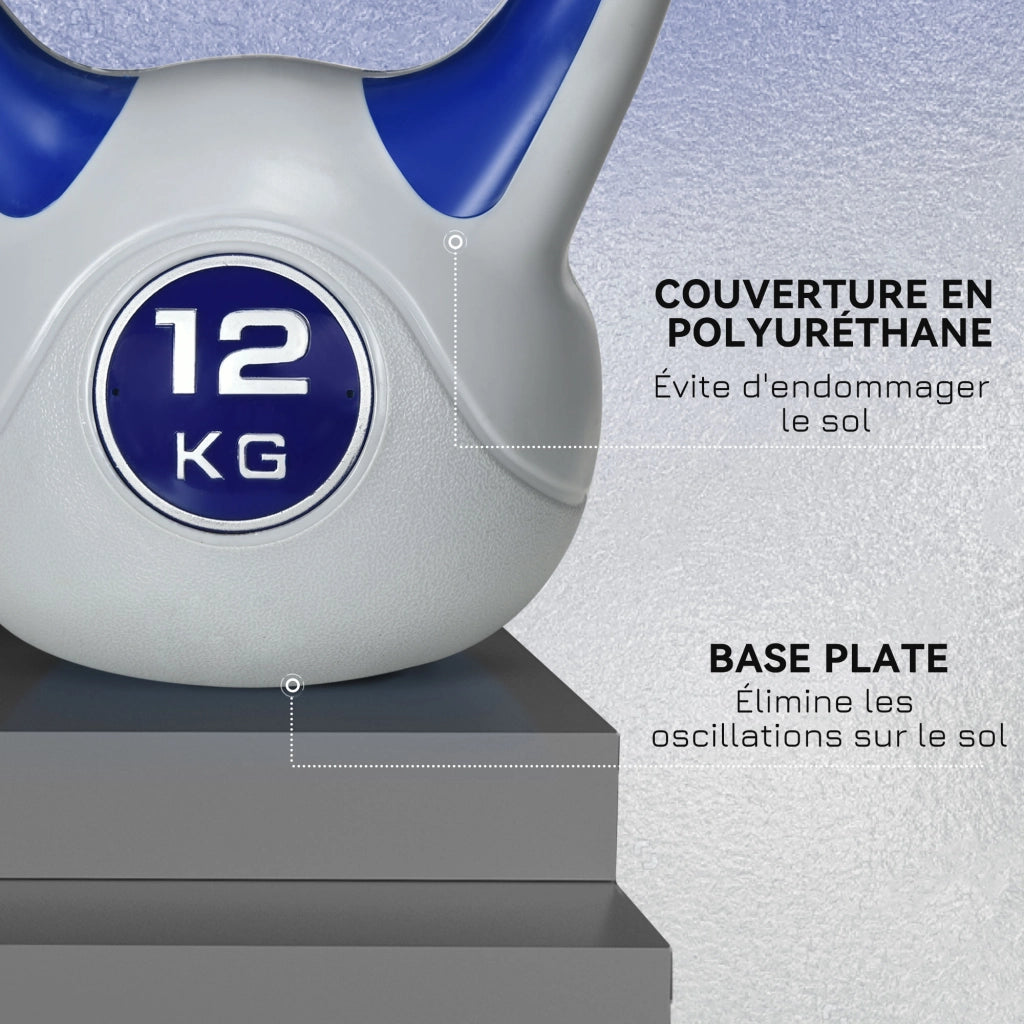 Kettlebell 12 kg ¨C Xylo ¨C Impugnatura Ergonomica, Blu, 24x17x28 cm