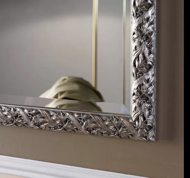 Specchiera in foglia argento rettangolare- misure: 59 x 79 x 3