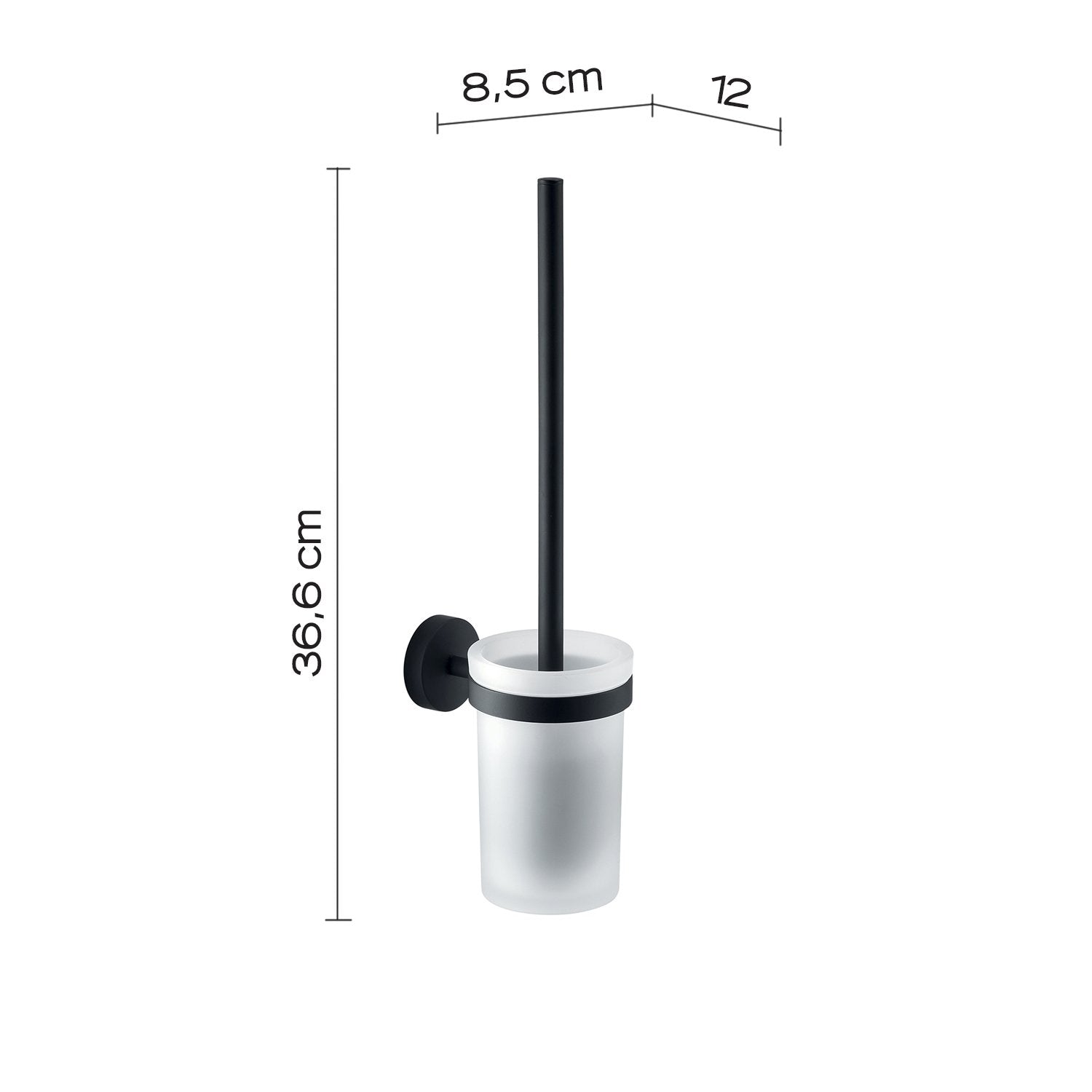 Scopino WC con ciuffo in setole da muro in acciaio inox e Cromall 2333-03 Gedy serie EROS Nero Matt
