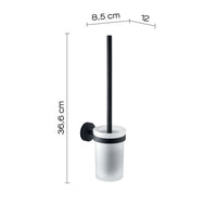 Scopino WC con ciuffo in setole da muro in acciaio inox e Cromall 2333-03 Gedy serie EROS Nero Matt
