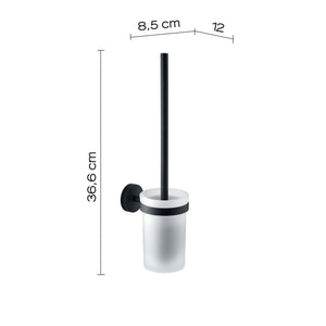 Scopino WC con ciuffo in setole da muro in acciaio inox e Cromall 2333-03 Gedy serie EROS Nero Matt