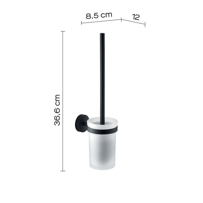 Scopino WC con ciuffo in setole da muro in acciaio inox e Cromall 2333-03 Gedy serie EROS Nero Matt