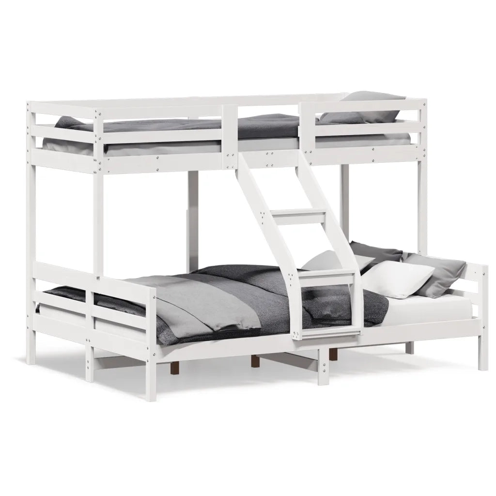 Letto da camera | Letto a Castello 80x200/140x200cm Bianco Legno Massello di Pino