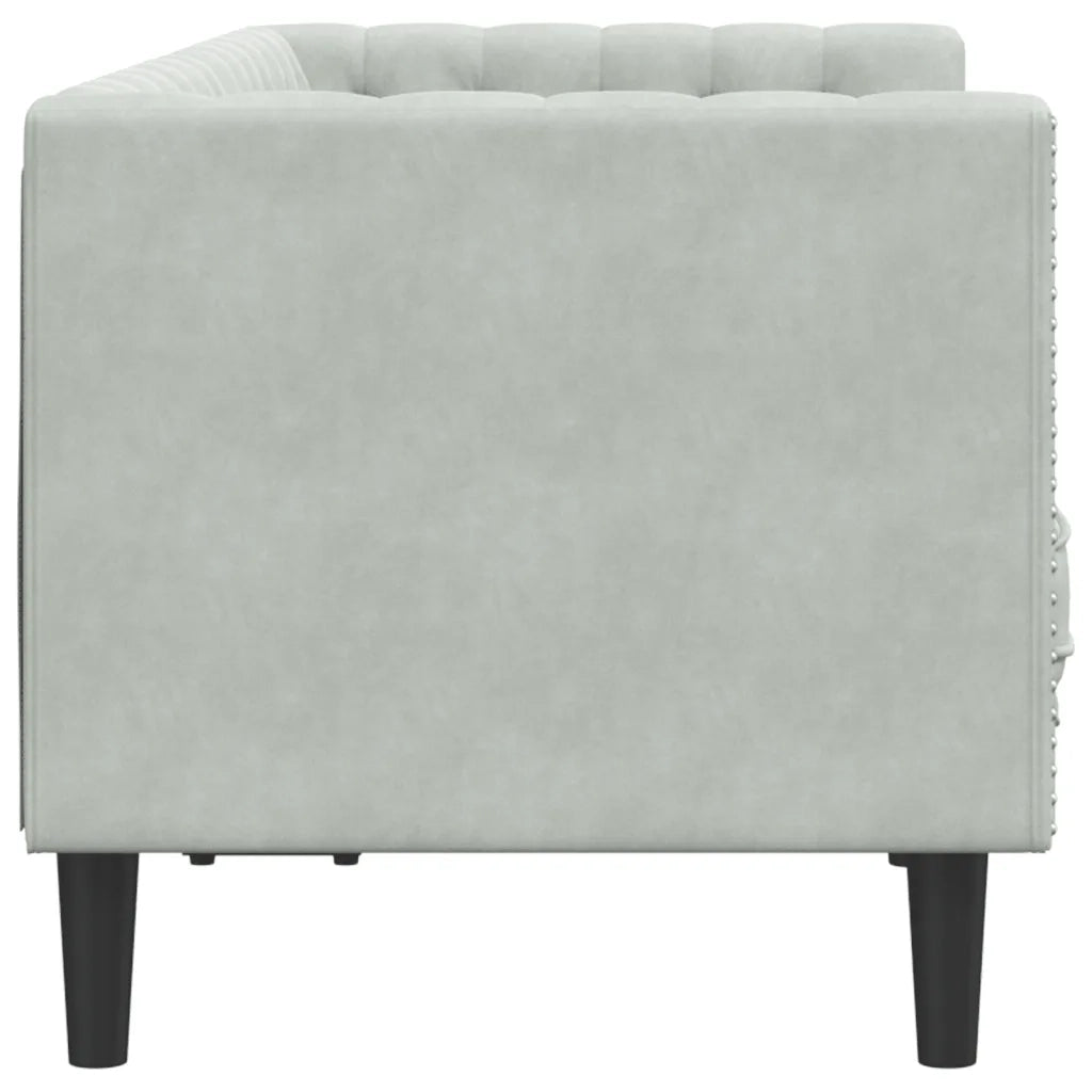 Divano Chesterfield con Rinforzi 2 Posti-Sofa 2 Posti-Divanetto Grigio Chiaro Velluto