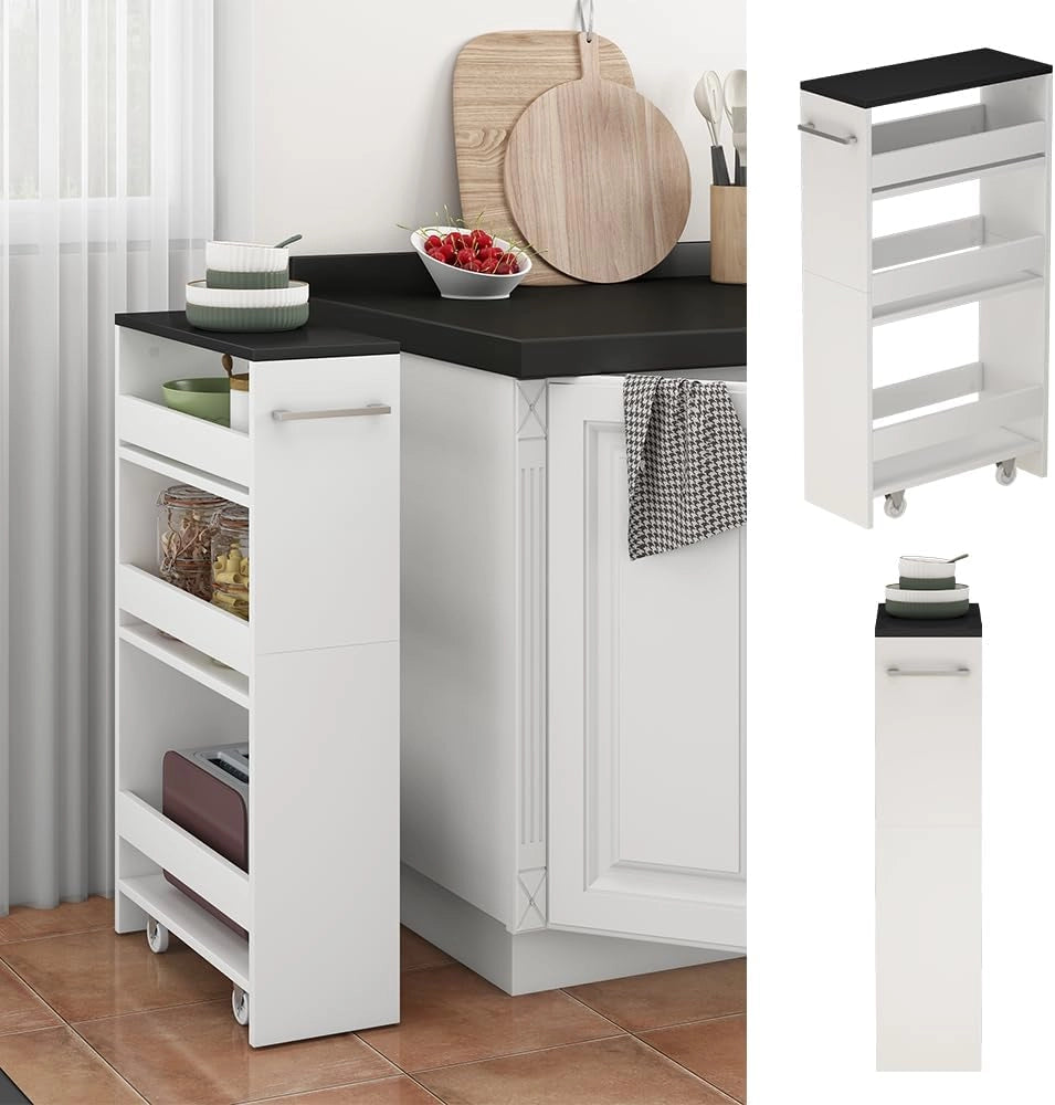 Contenitore a rotelle Rivo, Bianco/antracite, 20 x 84.4 cm