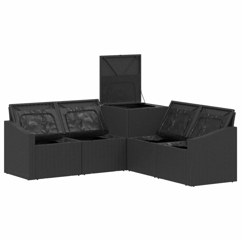 Set di divani 5 pz Nero e Bianco Crema 3447812