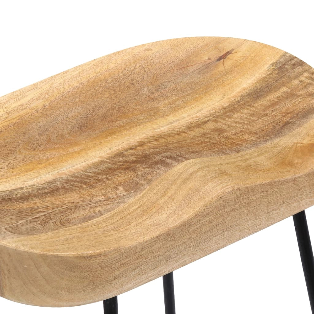 Set di due sgabelli da bar di design sedia seduta in legno massello di mango 1202071