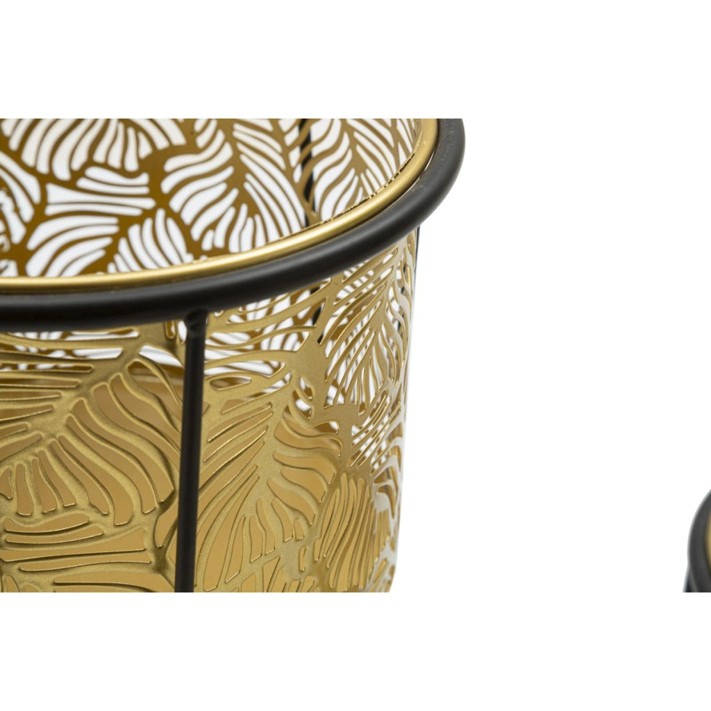Set di 2 Vasi per Piante VKH399, Oro, Metallo, 21x21x40 cm