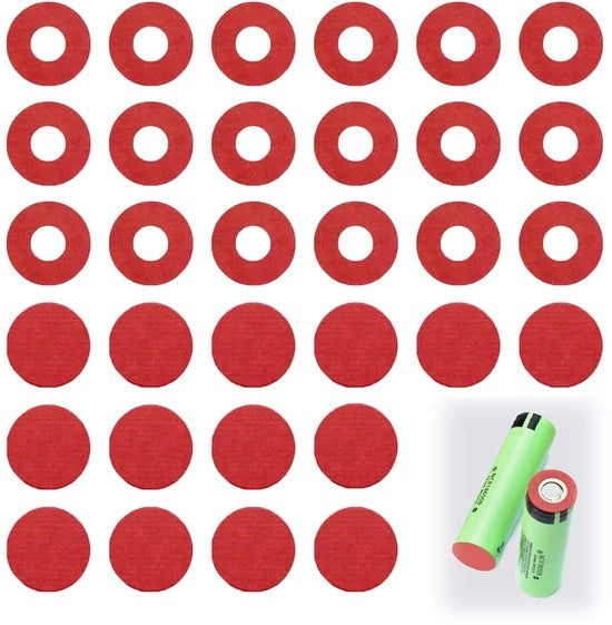 Isolatori per batterie 18650 - 200 pezzi - Alta qualità - Rosso