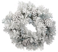 Corona di Natale Artificiale Innevata Ø44 cm con  Pigne