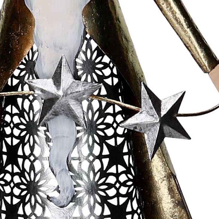 Babbo natale in metallo con stelle argento e oro cm 30,5x10,8xh76,2