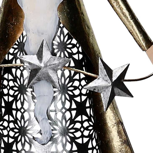 Babbo natale in metallo con stelle argento e oro cm 30,5x10,8xh76,2