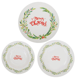 Servizio Piatti Natalizio 18 Pezzi in  Porcellana
