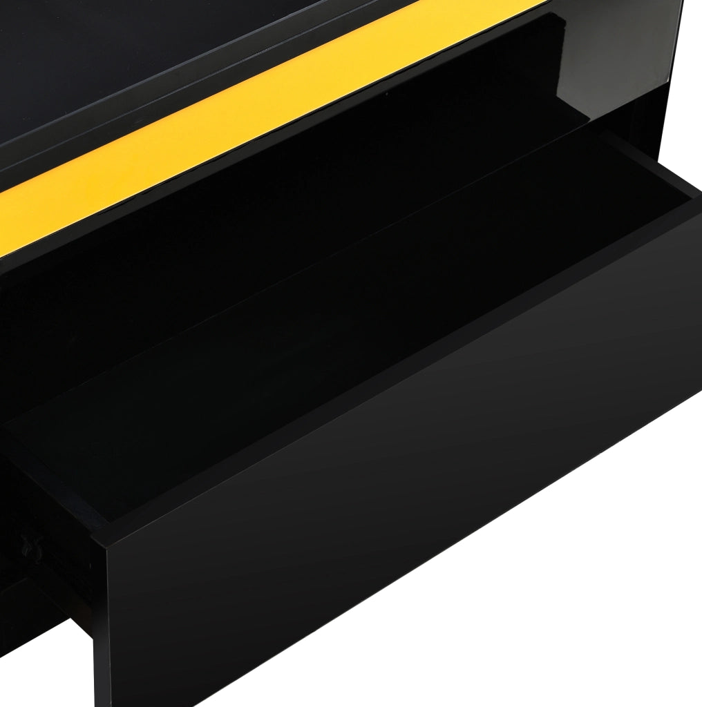 Tavolino trasformabile 100x50x43 cm in MDF e truciolare nero e giallo
