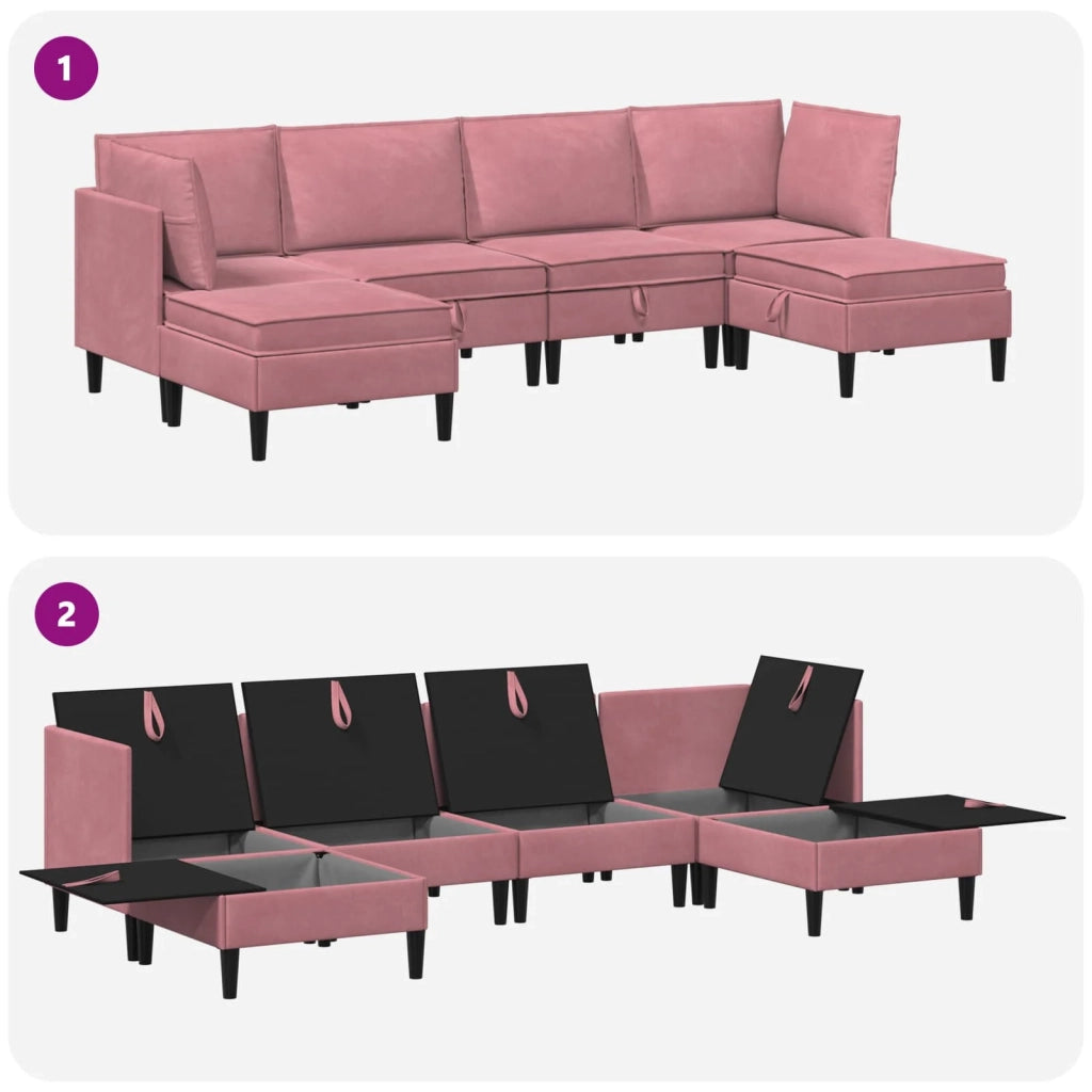 Set di mobili per il soggiorno con cuscino 6 pcs Rosa Velluto