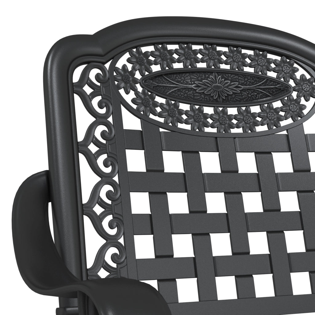 Set di 2 sedie da giardino  in alluminio nero