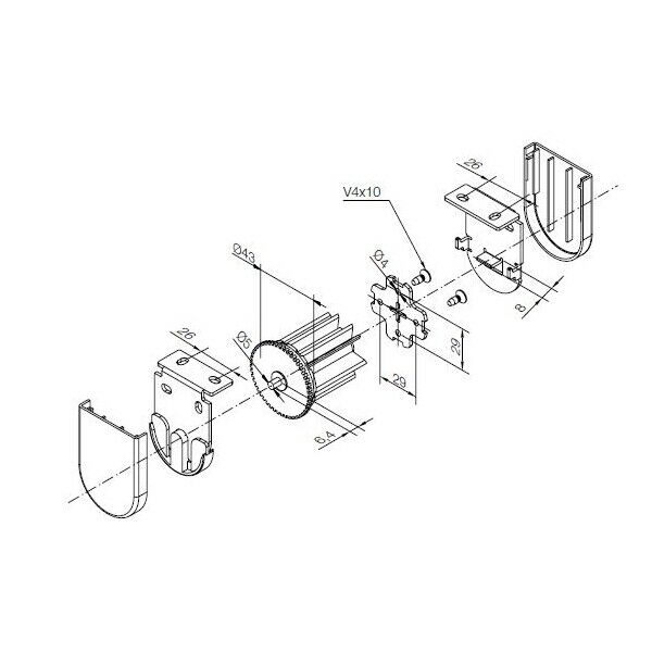 KIT SUPPORTI BIANCHI CON FLANGE INTERASSE 40MM PER MOTORI Ø35MM NICE 523.40001