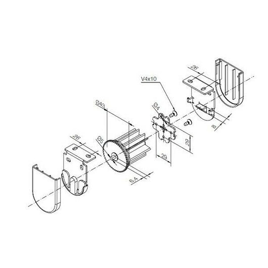 KIT SUPPORTI BIANCHI CON FLANGE INTERASSE 40MM PER MOTORI Ø35MM NICE 523.40001
