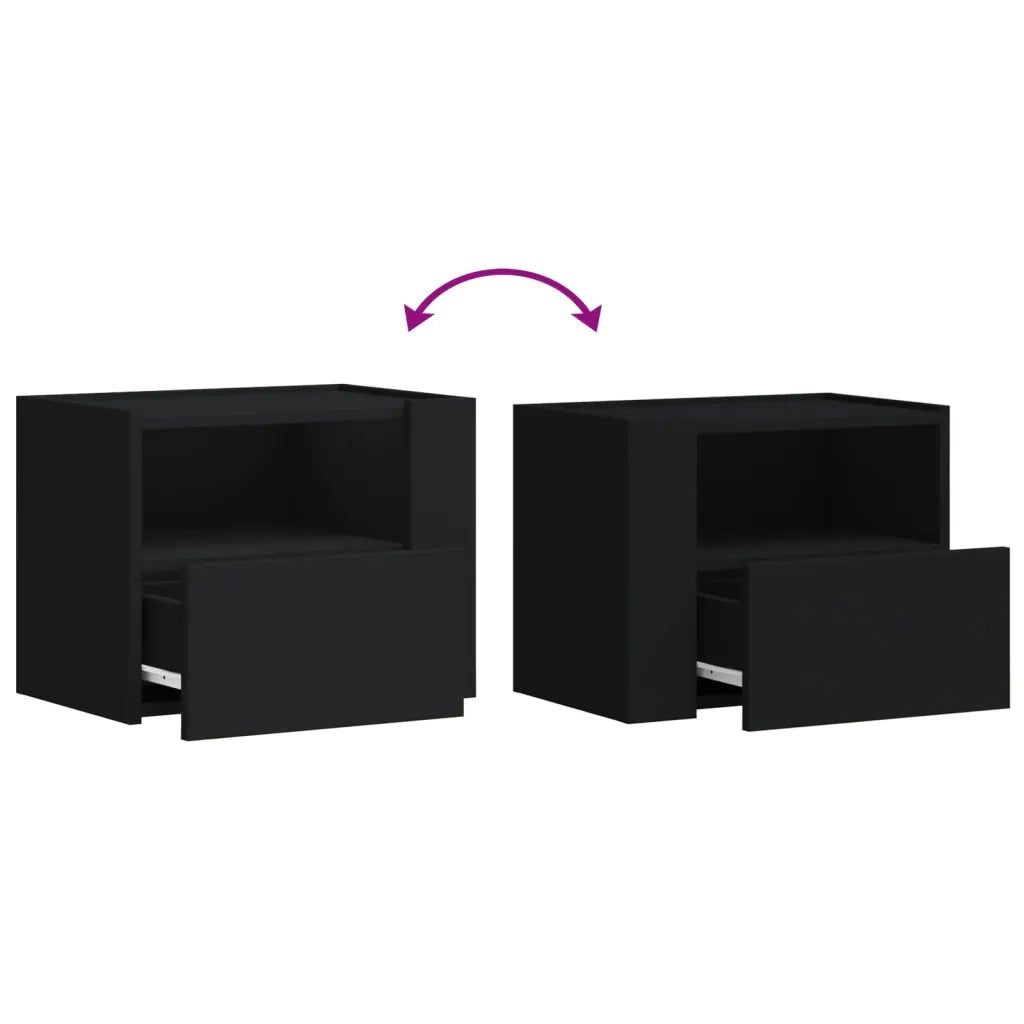 vidaXL Comodini a Muro 2 pz Nero 45x30x35 cm