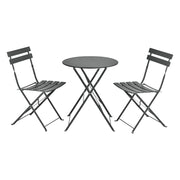 Set Bistrot Caprile da Esterno con Tavolino Rotondo e 2 Sedie in Acciaio Grigio Scuro [en.casa]