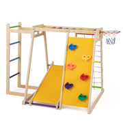 Area giochi interna 6 in 1 171 x 109 x 110,5 cm con scivolo reversibile e sicurezza rinforzata in compensato arcobaleno 20_0017924