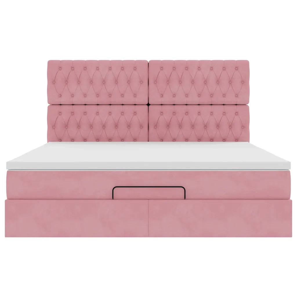 Struttura Letto Pouf con Materassi Rosa 180x200 cm Velluto 3314413