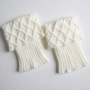 2 Pair Calze Donna Intergi - Calzettoni Invernali a Punto - Calzettoni Invernali a Punto in Lana - Calzettoni Corti a Rete a Reticolo - Bianco+Nero - 15cm