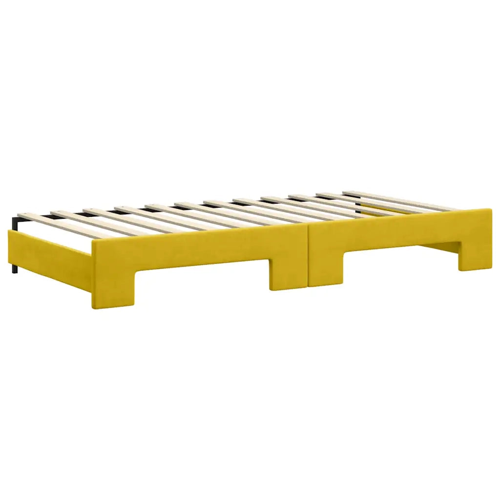 Divano Letto Estraibile con Cassetti Giallo 100x200cm Velluto 3197831