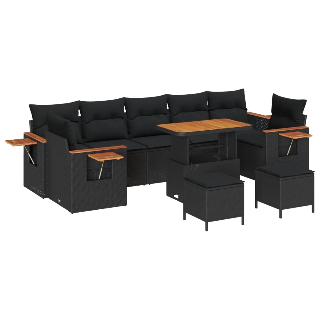 Set Divano da Giardino con cuscino 10 pcs Nero 3363159