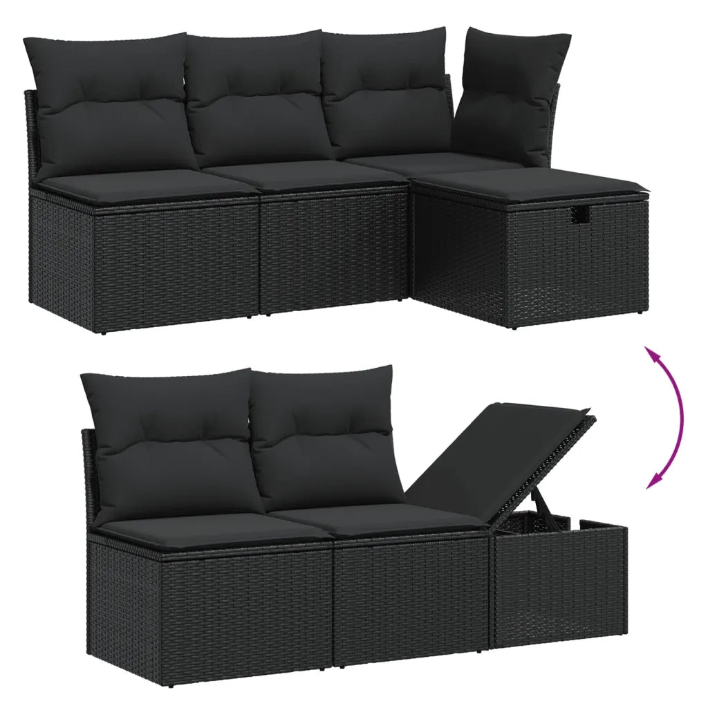 Set Divani da Giardino con Cuscini 7pz Nero Polyrattan 3264723