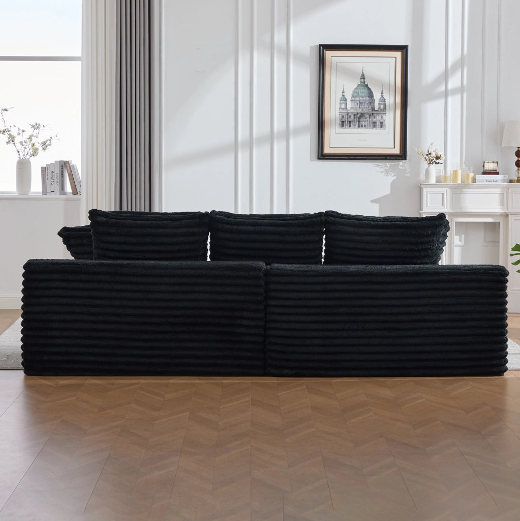 Divano letto componibile 273x98 cm in velluto a coste nero HOMVRA
