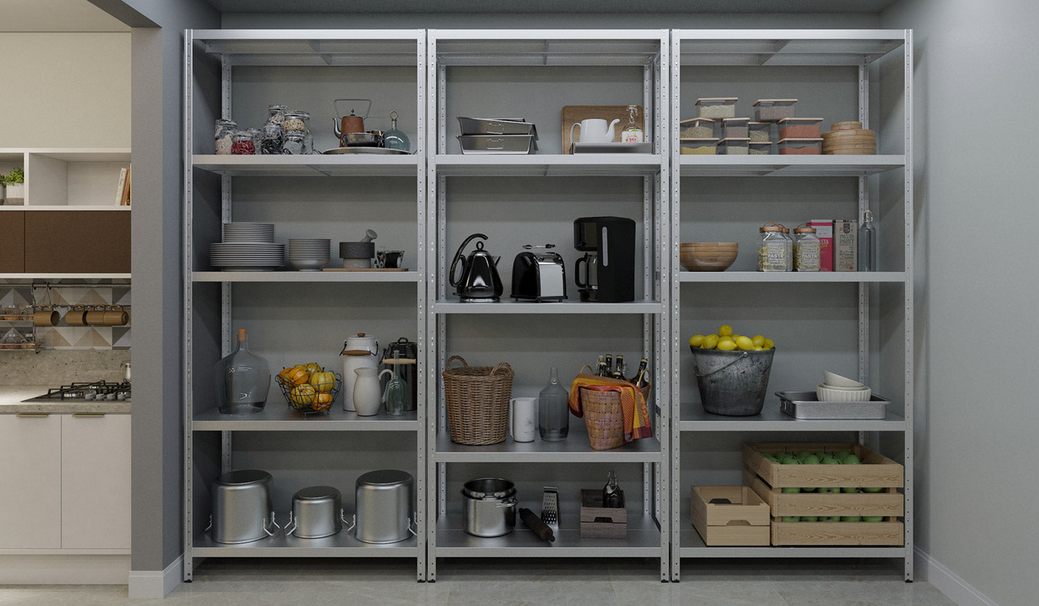 Scaffale in Metallo 5 Ripiani 120x40x195 cm Maciste Zincato