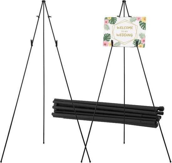 Supporto per esposizione in acciaio - 160 cm - Regolabile - Ripiegabile - Nero