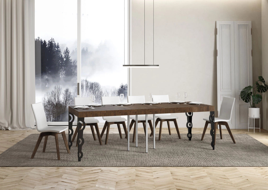 Tavolo allungabile 90x90/246 cm Karamay Premium Noce telaio Antracite