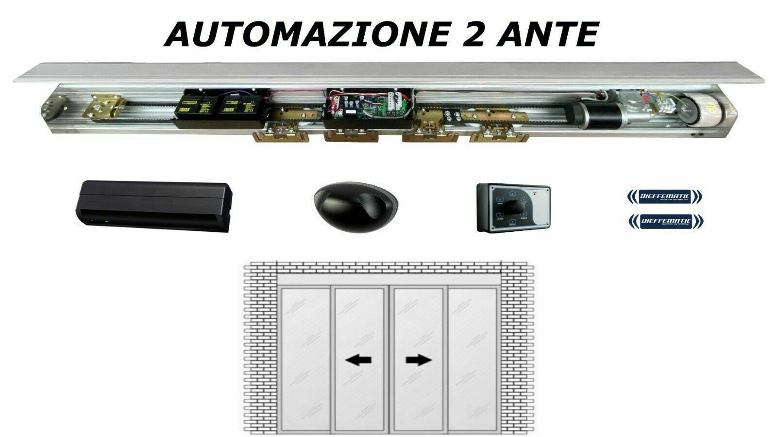 PORTA AUTOMATICA SCORREVOLE 2 ANTE INGRESSO AUTOMATICO VARCHI CONTROLLO ACCESSI